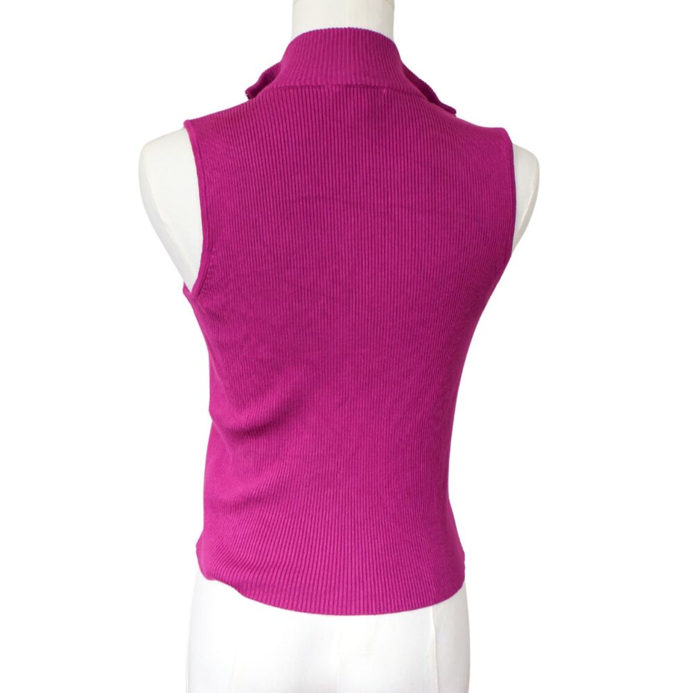Calvin Klein Jeans Women's Sleeveless Quarter Zip Fuchsia Small - Picture 4 of 7